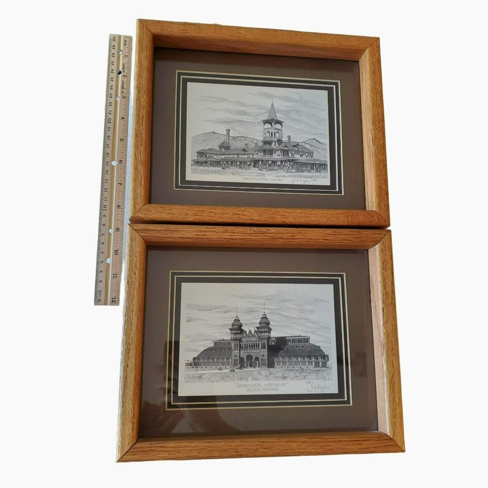 J E Coyle Art Prints, Signed Framed Matted, 1970s, Broadwater Helena Montana